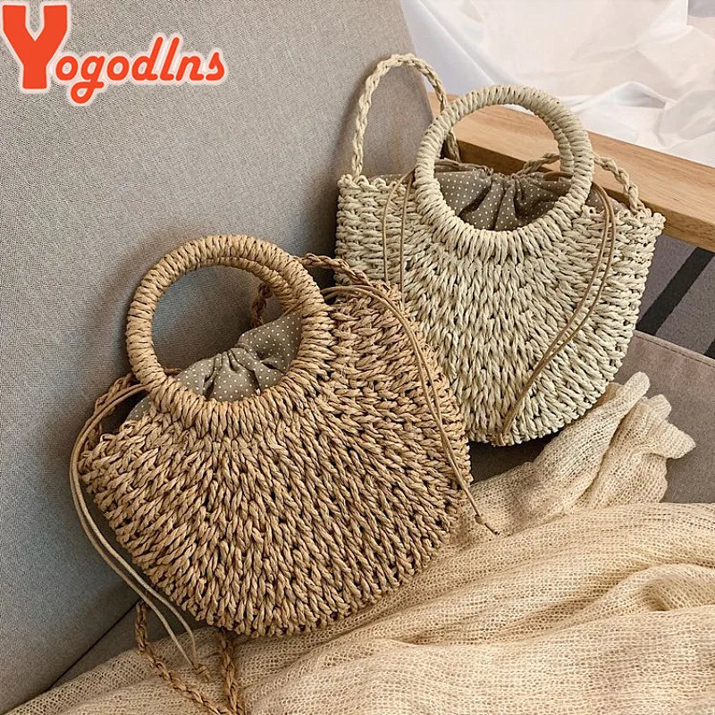 Sac à Main Demi-Ronde de Paille