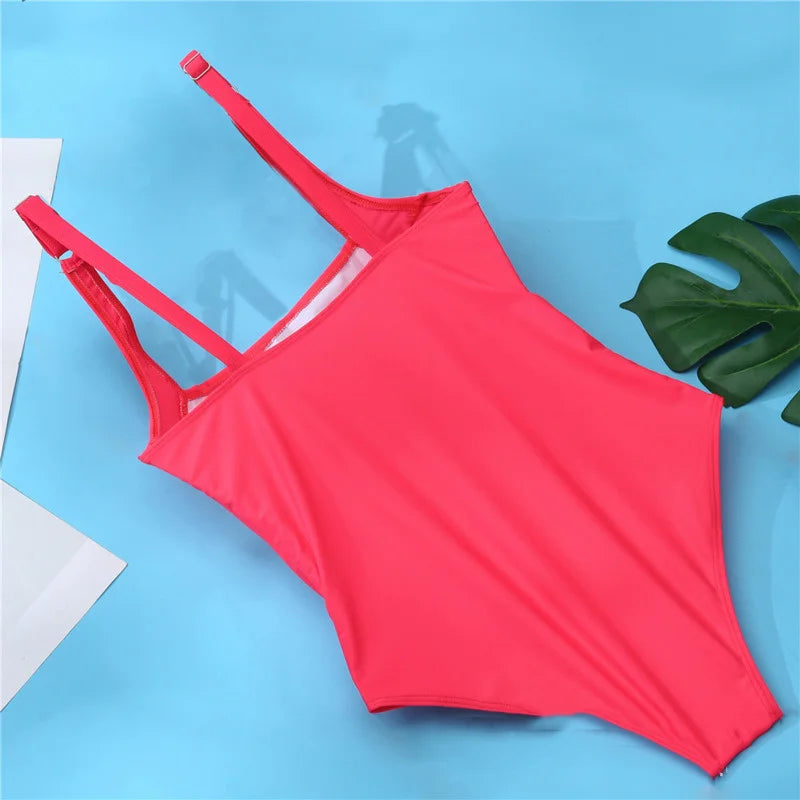 Traje de baño Sexy de una pieza de talla grande para mujer, traje de baño de realce de talla grande, traje de baño cerrado para mujer, ropa de playa para piscina